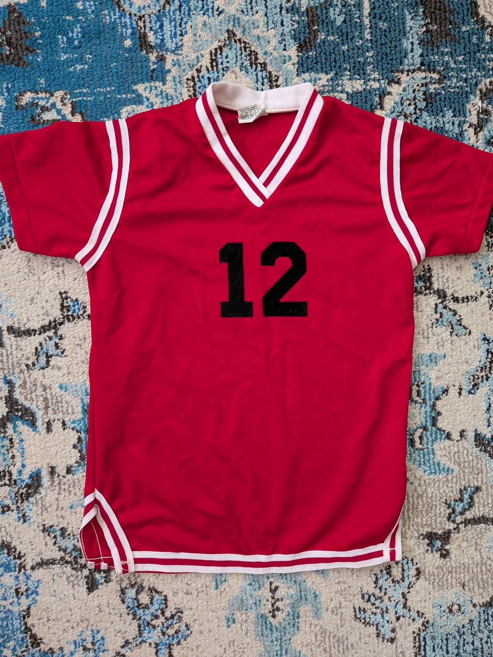 Red Number 12 V-Neck Sports Tee